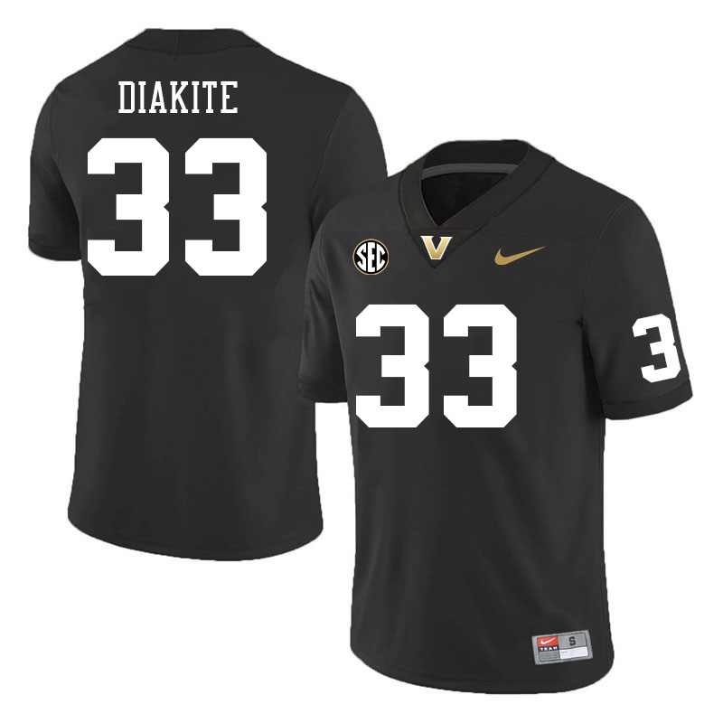 Vanderbilt Commodores #33 Boubacar Diakite College Football Jerseys Stitched Sale-Black